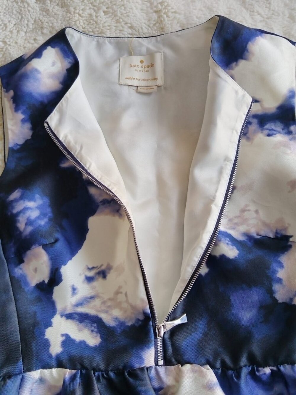 kate spade Blue and White Cloud-Print Sleeveless Mini Dress - Picture 13 of 14
